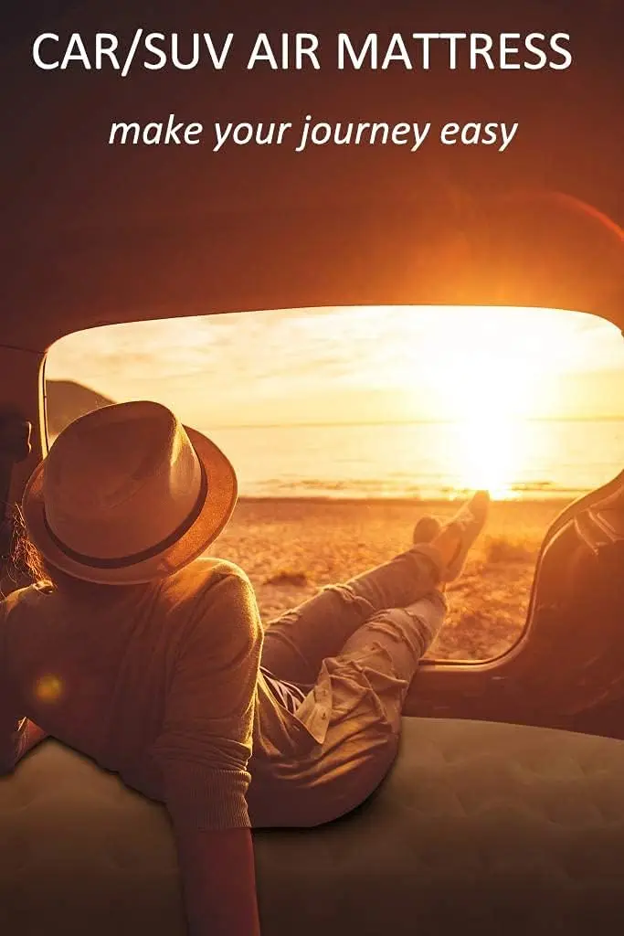 مرتبة سفر قابلة للنفخ مع مضخة، وسادة نوم سميكة للمقعد الخلفي للسيارة - رمادي
