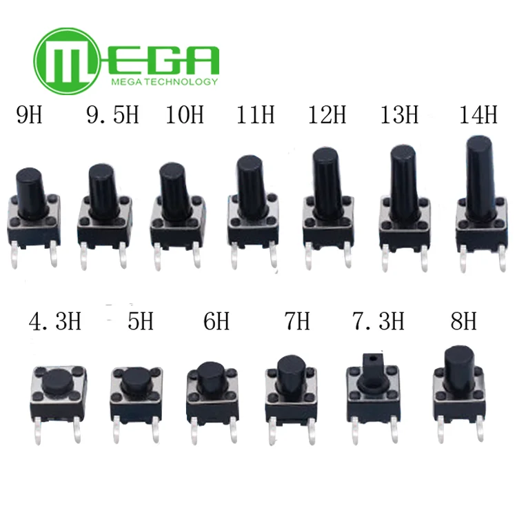 1000pcs Tactile Push Button Switch for Arduino 6x6x5mm 6*6*5mm 6*6*4.3/5/6/7/8/9/10/22MM