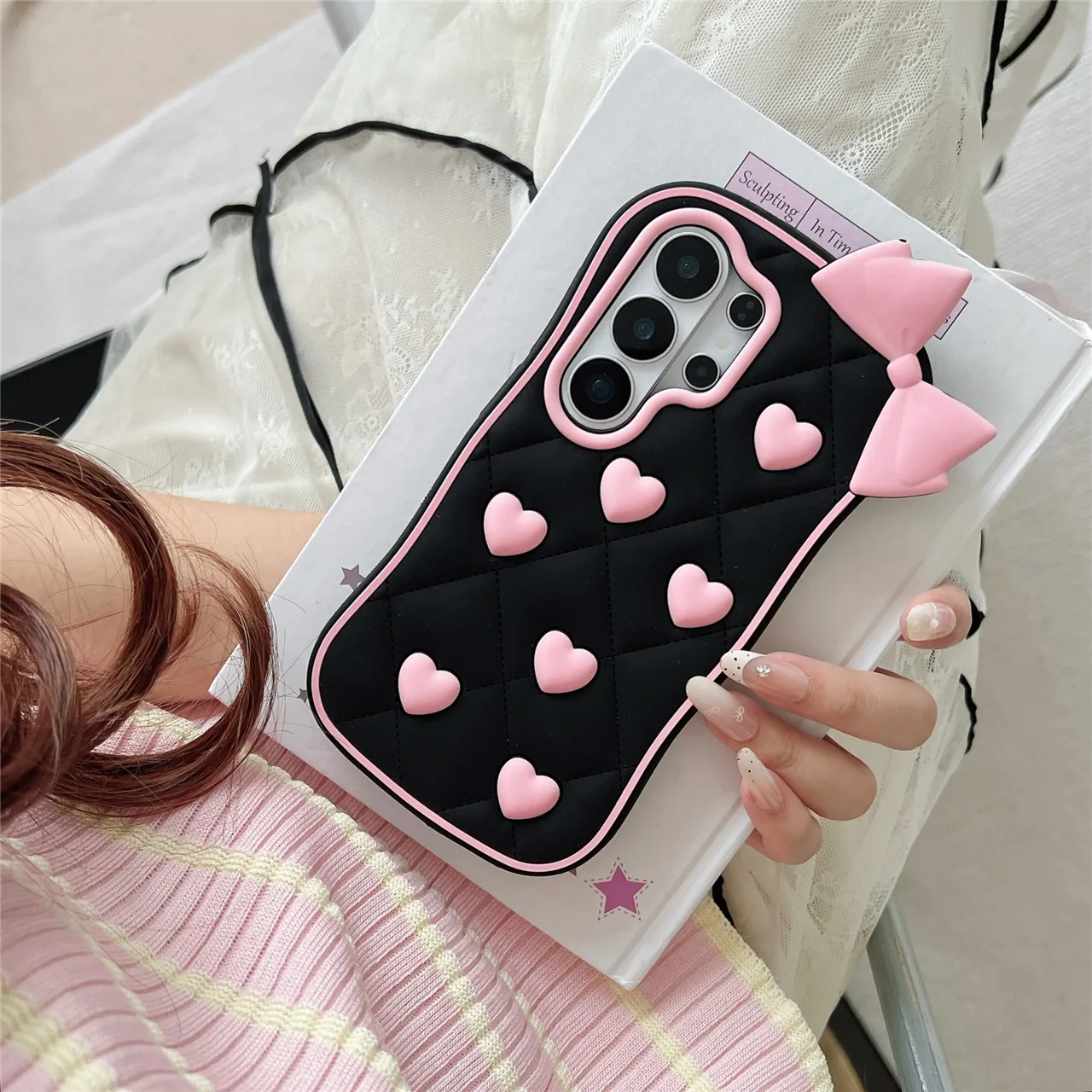 

Cute Pink Bowknot Hearts Phone Case for Redmi 15 Note 14 Pro+ 15 Pro 4G/5G Soft Silicone Rubber Shockproof Protective Cover