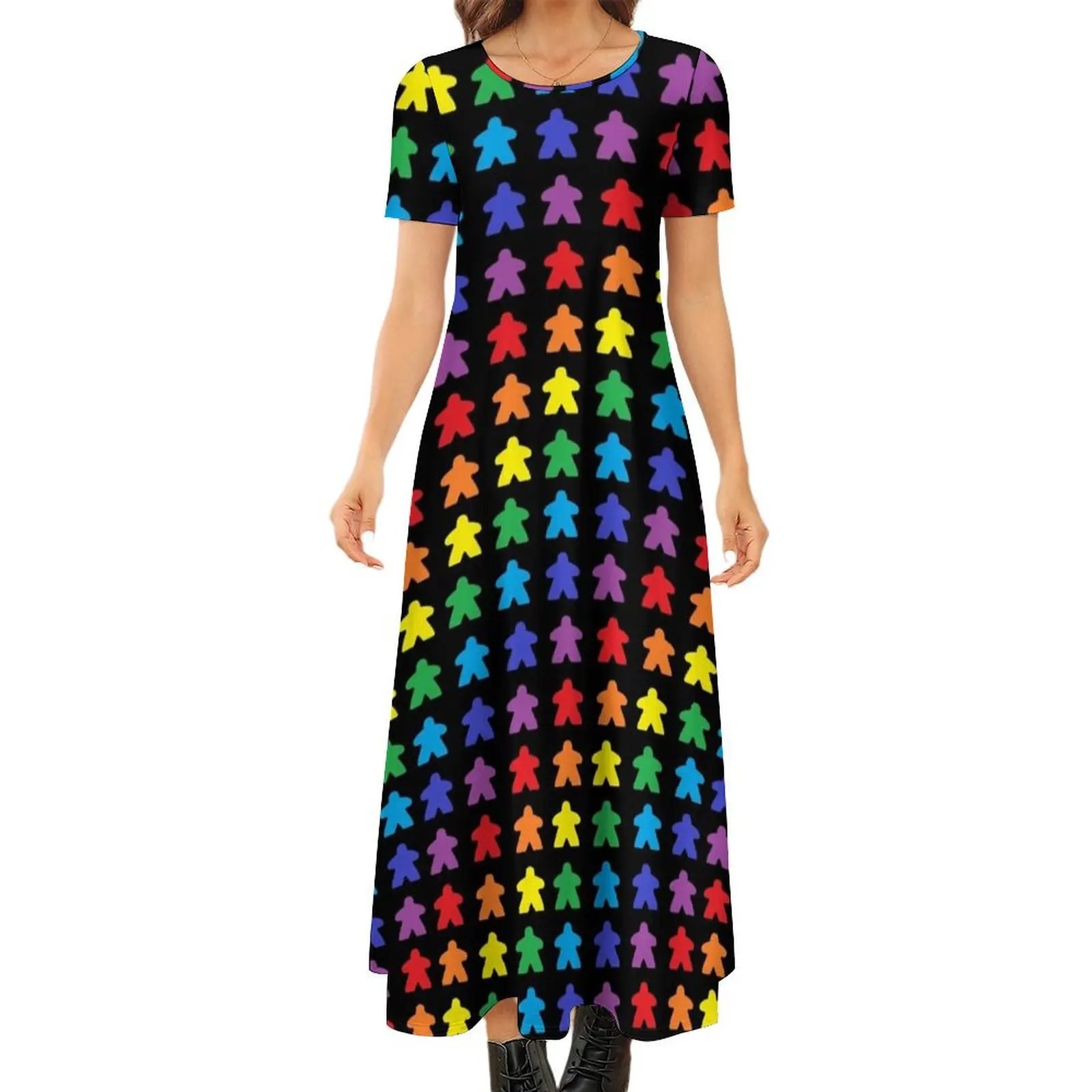 

Meeple Rainbow Tabletop Pride Round Neck Short Sleeve Dress women"s evening dresses elegant women"s dresses sale Women"s skirt