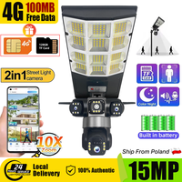 4G Solar Camera V380 Pro 3 Lens LED Street Lamp CCTV IP Cam Human Detection Surveillance PTZ Camera Waterproof Outdoor Monitor