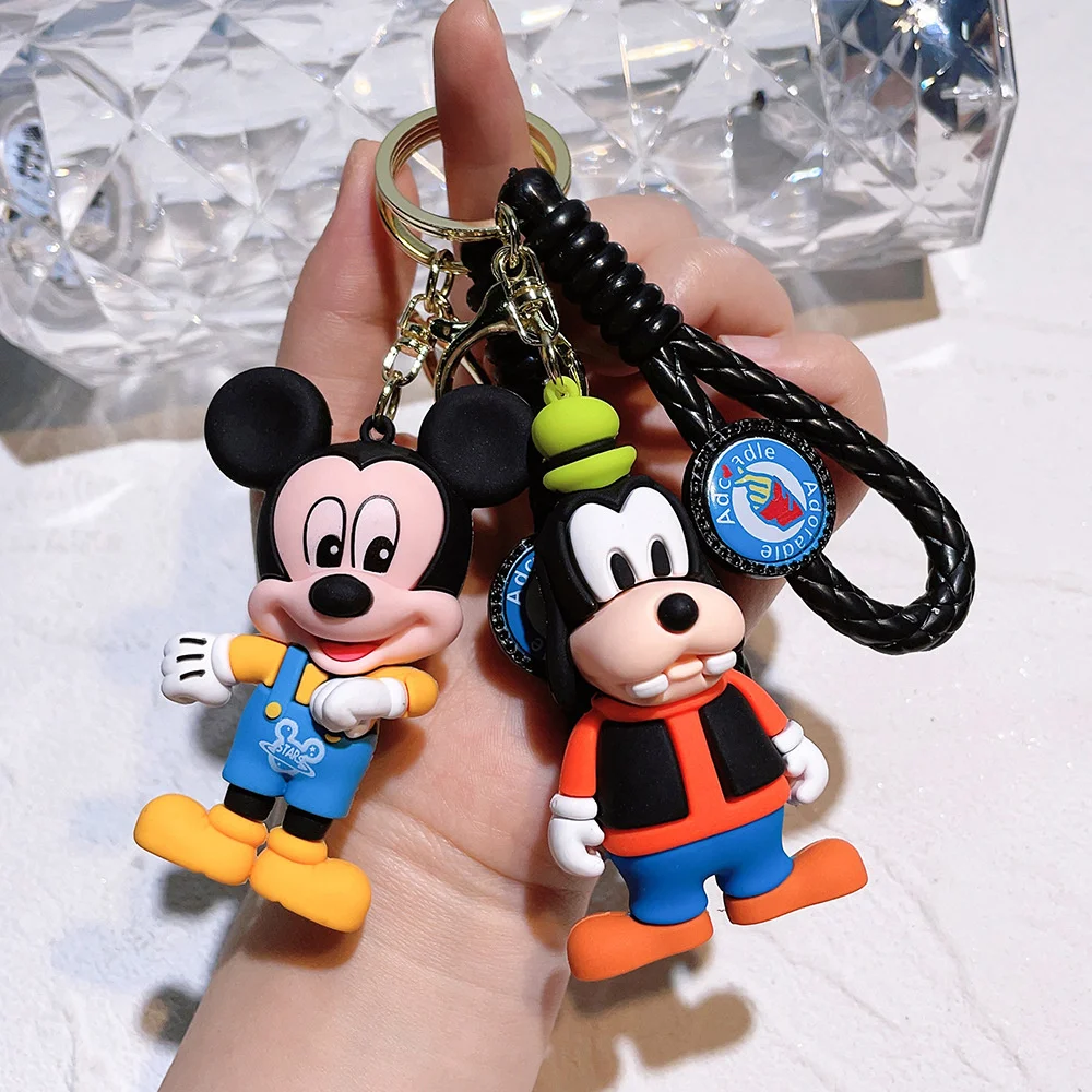 Miniso New  Anime Cartoon Mickey Mouse Minnie Figure Keychains Donald Duck Piglet Key Chain Model Kid Toy Kawaii Children Gift