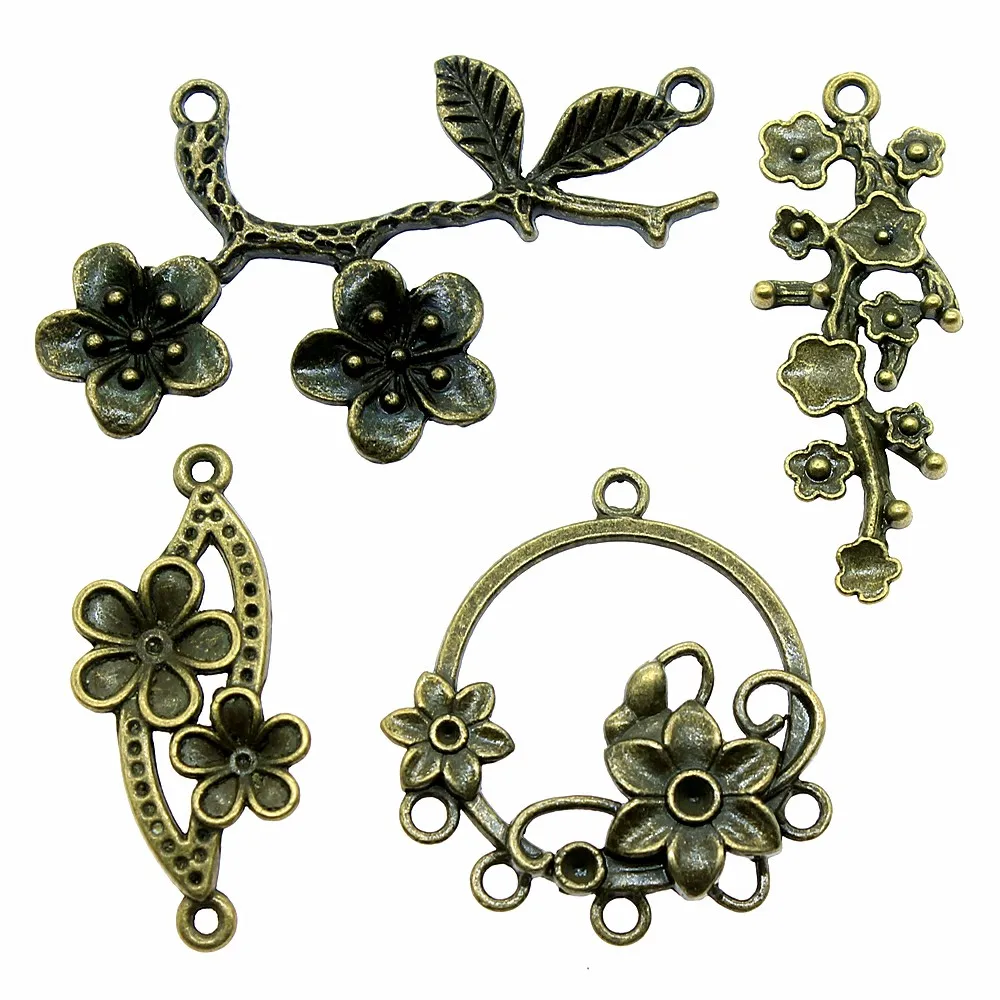 10pcs Charms Branch Antique Bronze Color Flower Branch Pendant Charms Branch Charms For Jewelry Making