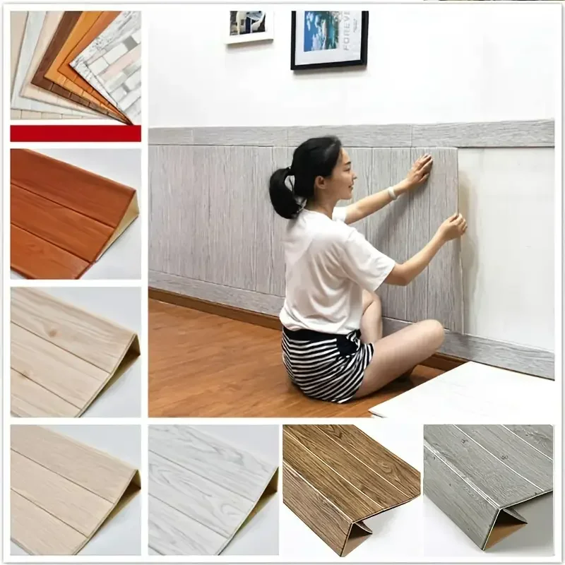 5pcs/10pcs 35X35cm 3D Wall Stickers DIY Wood Grain Foam Self-Adhesive Waterproof Moisture-Proof Ceiling Bedroom Wallpaper