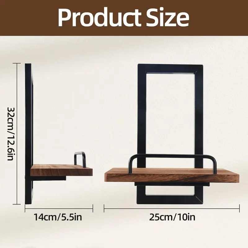 Wall-mounted metal floating shelves,A plant shelf with a guardrail,A rustic-style wooden hanging display stand,Suitable for Ba
