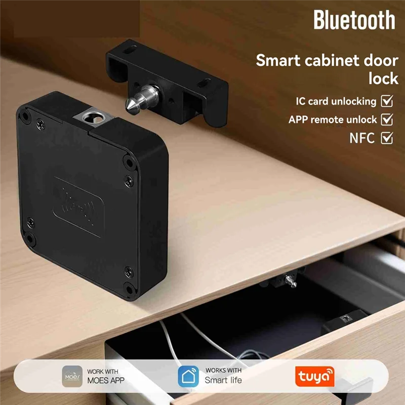 ABAC-Tuya Bluetooth Smart Lock NFC IC Card Разблокировка приложения Дистанционное управление Для прикроватного шкафа Дверной ящик шкафа
