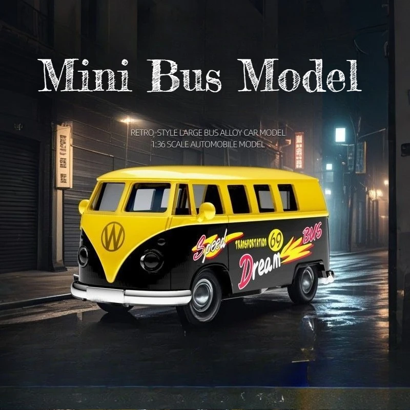 

1:36 Collector's Edition Mini Bus T1 Alloy Van, Model Door Door Pull Back Retro Toys, Car Kids Gifts