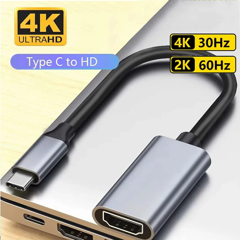 HDTV Cable Adapter USB C To HDMI-compatible Converter 4K Type C Male To Female For MacBook Pro Air iPad Pro iPhone Huawei Kit
