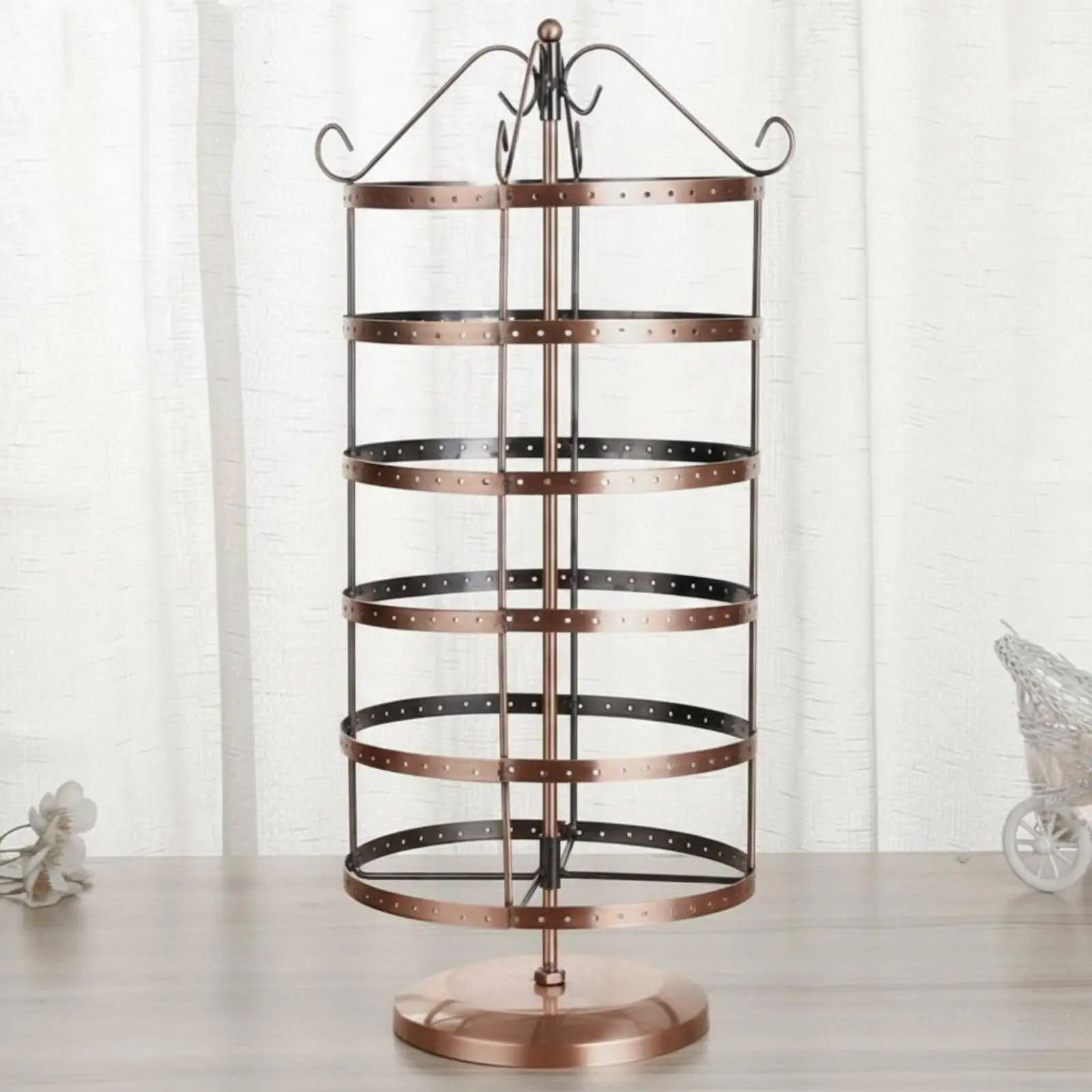6 Tier Iron Rotating Earring Stand Detachable Jewelry Organizer Display for Professional Jewelry Storage