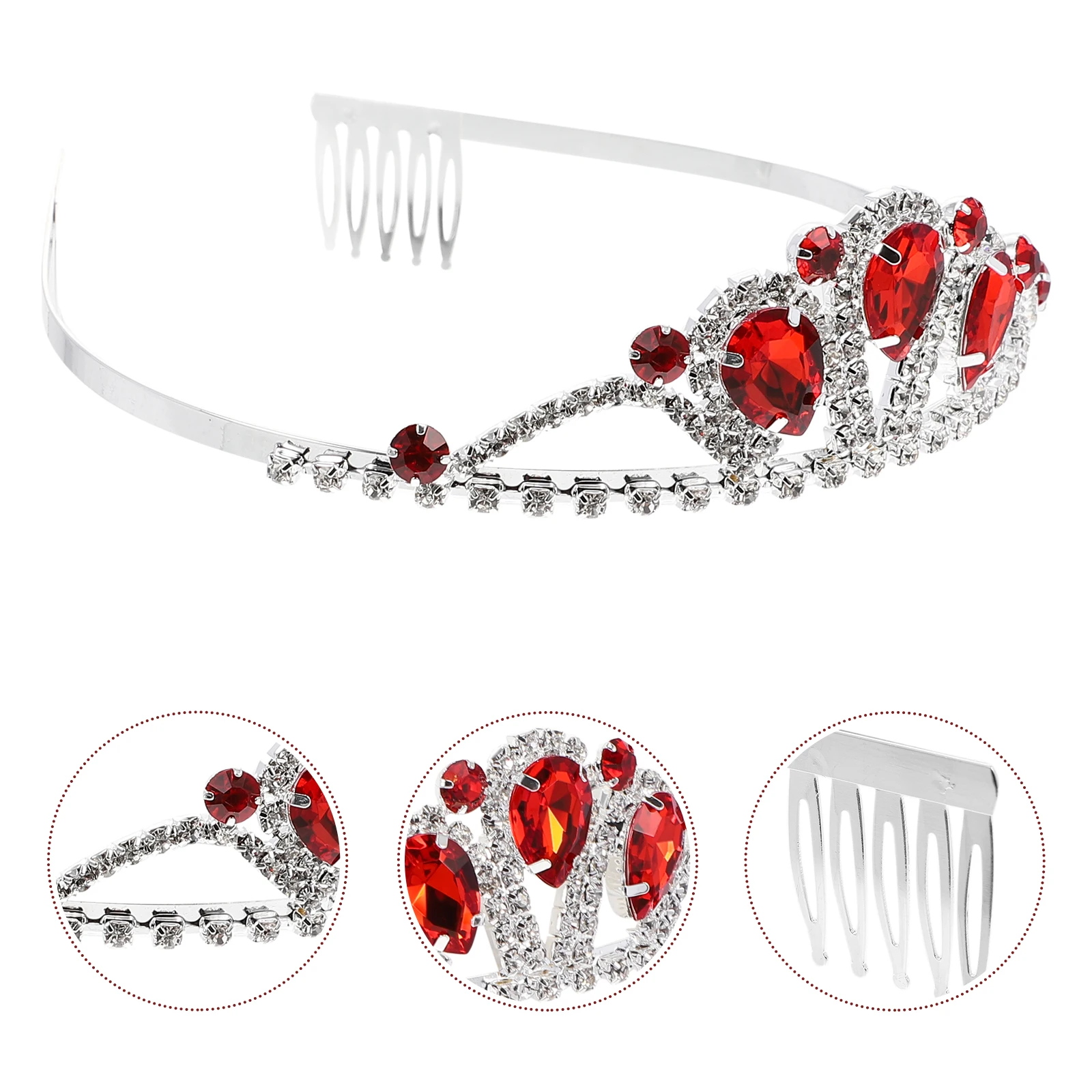 

1pc Crown Headdress Premium Material Rhinestone Tiara Wedding Party Bridal Decor Banquet Crown Durable Comfortable