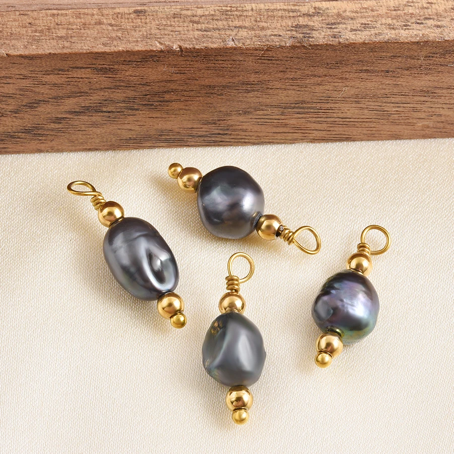 2 Stück natürliche Perlen-Steinanhänger für Schmuckherstellung, Vintage-Ethno-Anhänger, Obsidian, Blaustein, Tigerauge, Charm-Materialien – Detail 6
