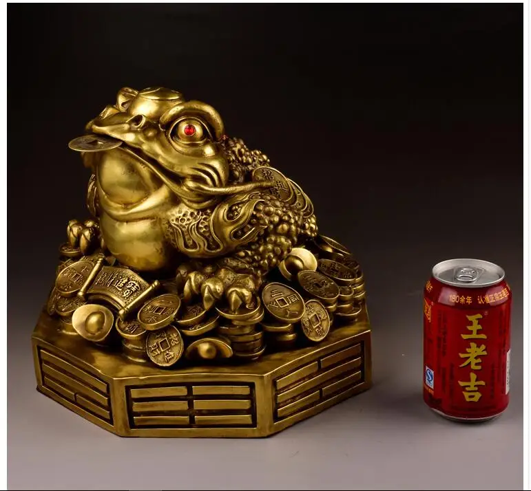 28 CM LARGE  # OFFICE HOME business company efficacious Protection Talisman Money Drawing FENG SHUI GOLD Jin Chan bronze statue