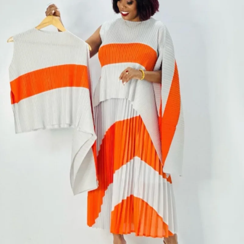 ISSEYS MIYAKES – jupe longue décontractée pour femmes, ample, deux pièces, Peplum, haut irrégulier, ensemble plissé coloré, qualité supérieure