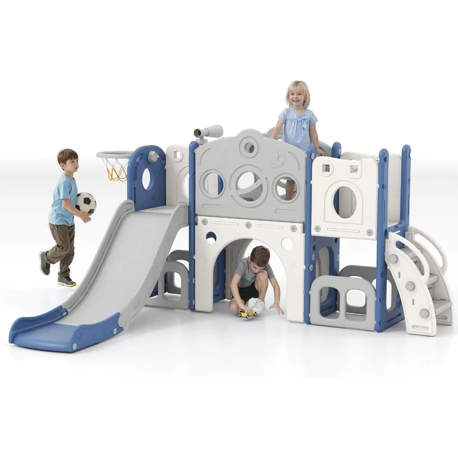 

8 in 1 Indoor Slide for Toddler 1-3 Age - Freestanding Baby Slide Outdoor Playground Slider Toddler Playset with Climber Slider