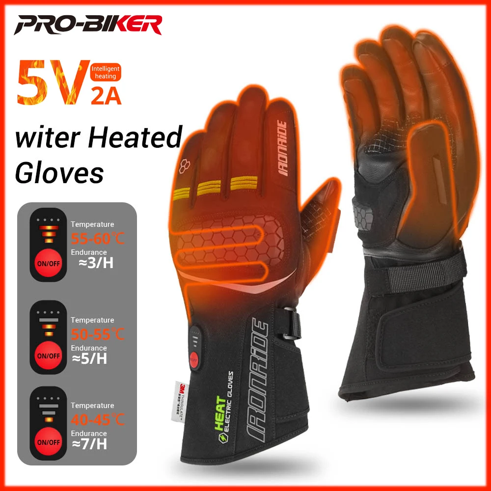 

Ski Gloves, Rechargeable Heating Riding Gloves, Waterproof Motorcycle Outdoor Anti Slip Gloves, Winter