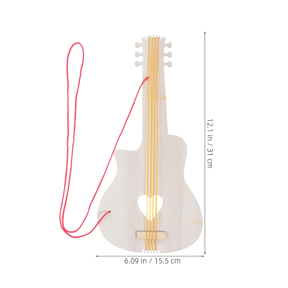 4 pçs guitarra de madeira diy artesanato pintura brinquedo musical jardim de infância guitarra etiqueta de madeira uso doméstico tamanho da criança