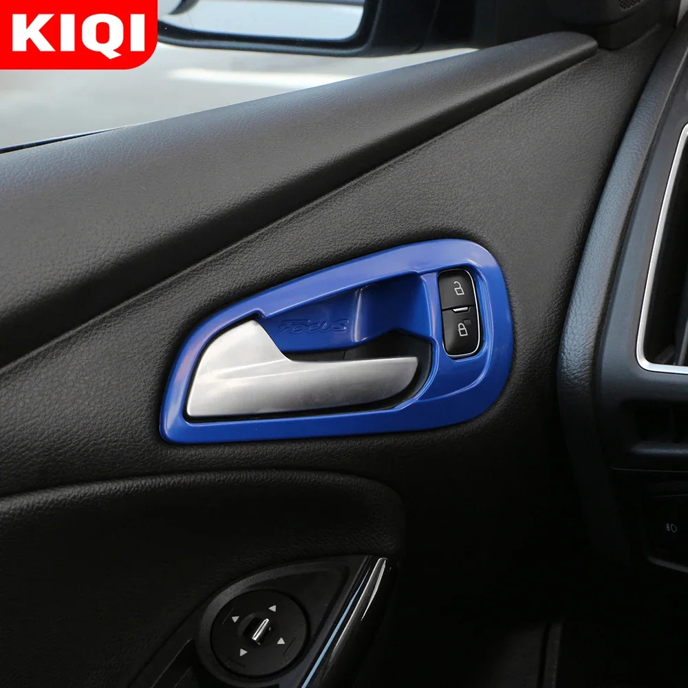 KIQI ABS Car Door Bowl Decoration Cover for Ford Focus 3 MK3 2015 - 2018 LHD Interior Door Handle Protection Covers Trim Sticker