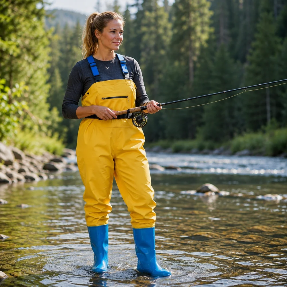Women's Wading Pants One Piece Waterproof Fishing Overalls Half Body Rain Pants Beach Wading Gear Size 5-9