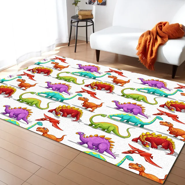 Cartoon Dinosaur Carpets for Living Room Home Decor Children\'s Room Anti-slip Crawling Mat Bedroom Bedside Foot Pad Doormat