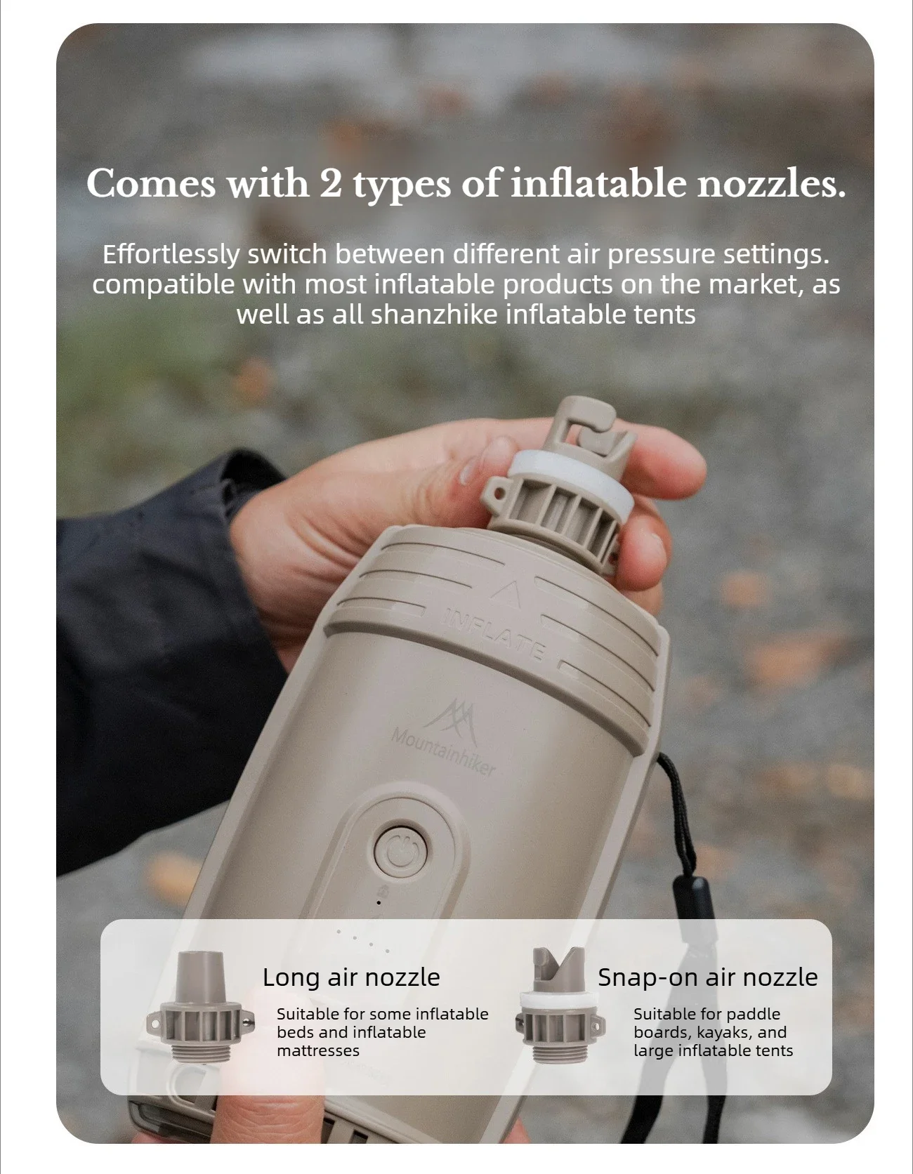Mountainhiker Neue Tragbare Luftpumpe USB-Aufladbarer Inflator Geeignet für Campingzelte Luftmatratzen Pool-Schwimmhilfen – Detail 10