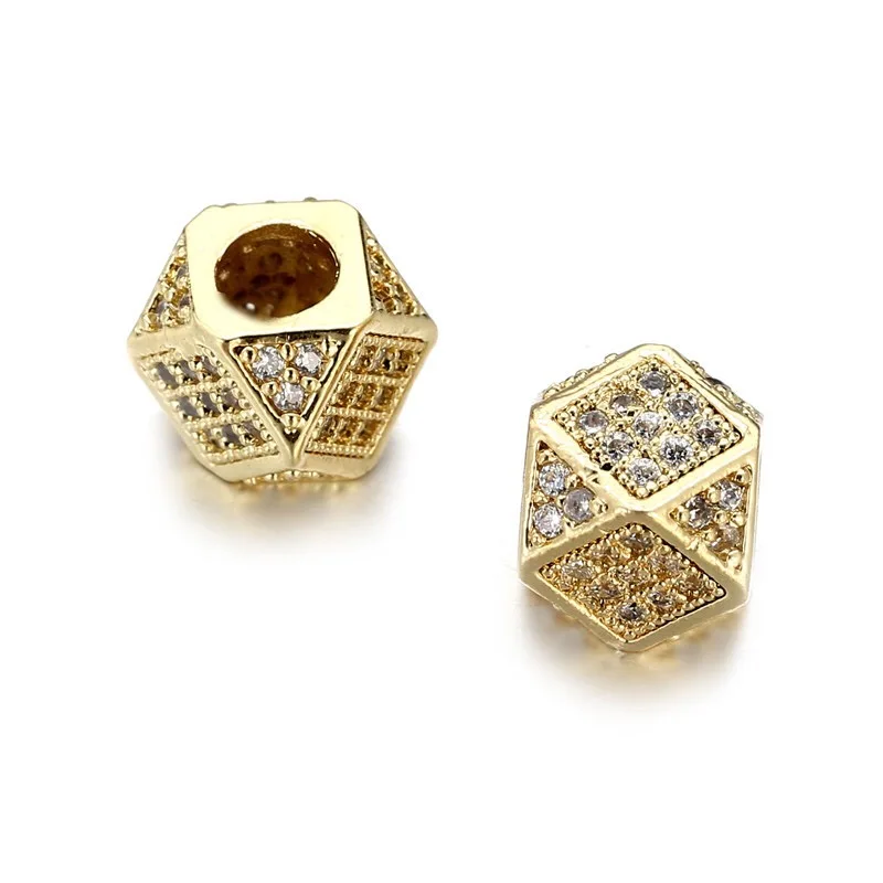 20pcs/lot Cubic Zirconia Pave Octagon Shape Spacers Beads Women Jewelry Bracelet Making DIY Loose Beads Waist Accessories Supply