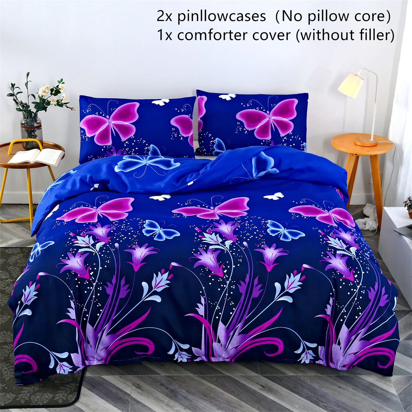 Ins Butterflies Bedding Set 3D Printing 2-3 Piece Set (No Core) Suitable for Bedroom Duvet Cover Set Gift Home Decor Textile