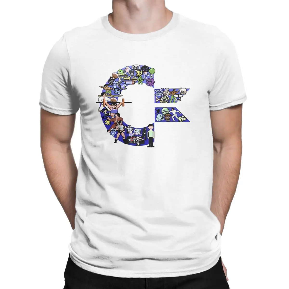 C64 Characters T Shirts Men's Cotton Creative T-Shirt O Neck Commodore 64 Tees Short Sleeve Clothes Gift Idea