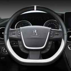 For Peugeot 508 2011 2012-2017 2018 508 SW 2011-2018 Car Steering Wheel Cover Microfiber Leather D Shape Auto Accessories