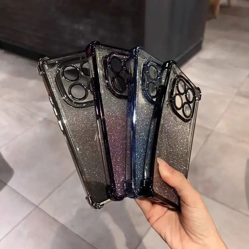 Etui na telefon OPPO A76 A74 A60 A58 A58X A57E A57S A57 A56 A55 A54S A54 4G 5G, chromowane, gradientowe, błyszczące, brokatowe, luksusowe, tylna obudowa