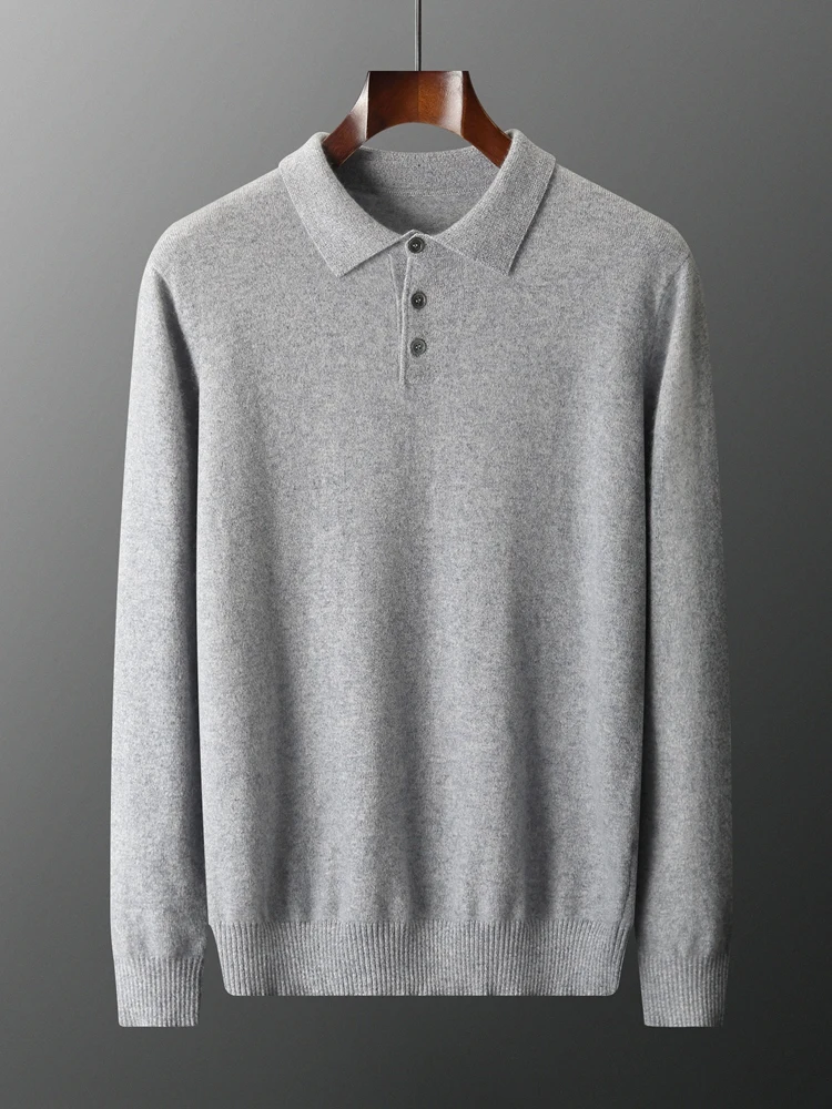

TLOML осень-зима, новый мужской свитер из 100% кашемира, пуловер с воротником-поло, кашемировый базовый умный повседневный трикотаж, мягкие теплые удобные топы