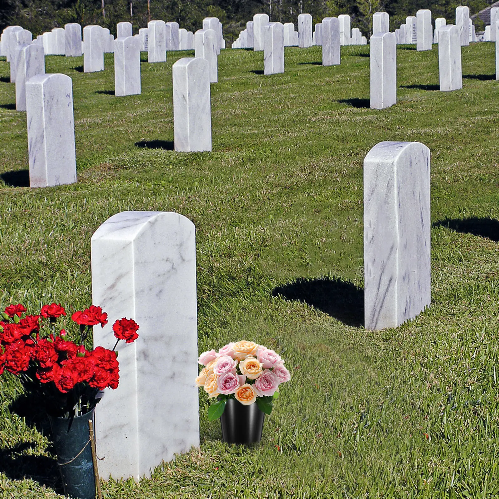 

6Pcs Cemetery Flower Vase Insert with 16 Holes: Lotus-Shaped Grave Flower Holder for Tombstone Memorial Day Decorations