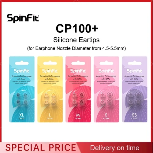 SpinFit CP100 + PLUS almohadillas de silicona para auriculares HIFI diámetro del boquilla 4,5-5,5mm 2 pares para auriculares KZ TRN
