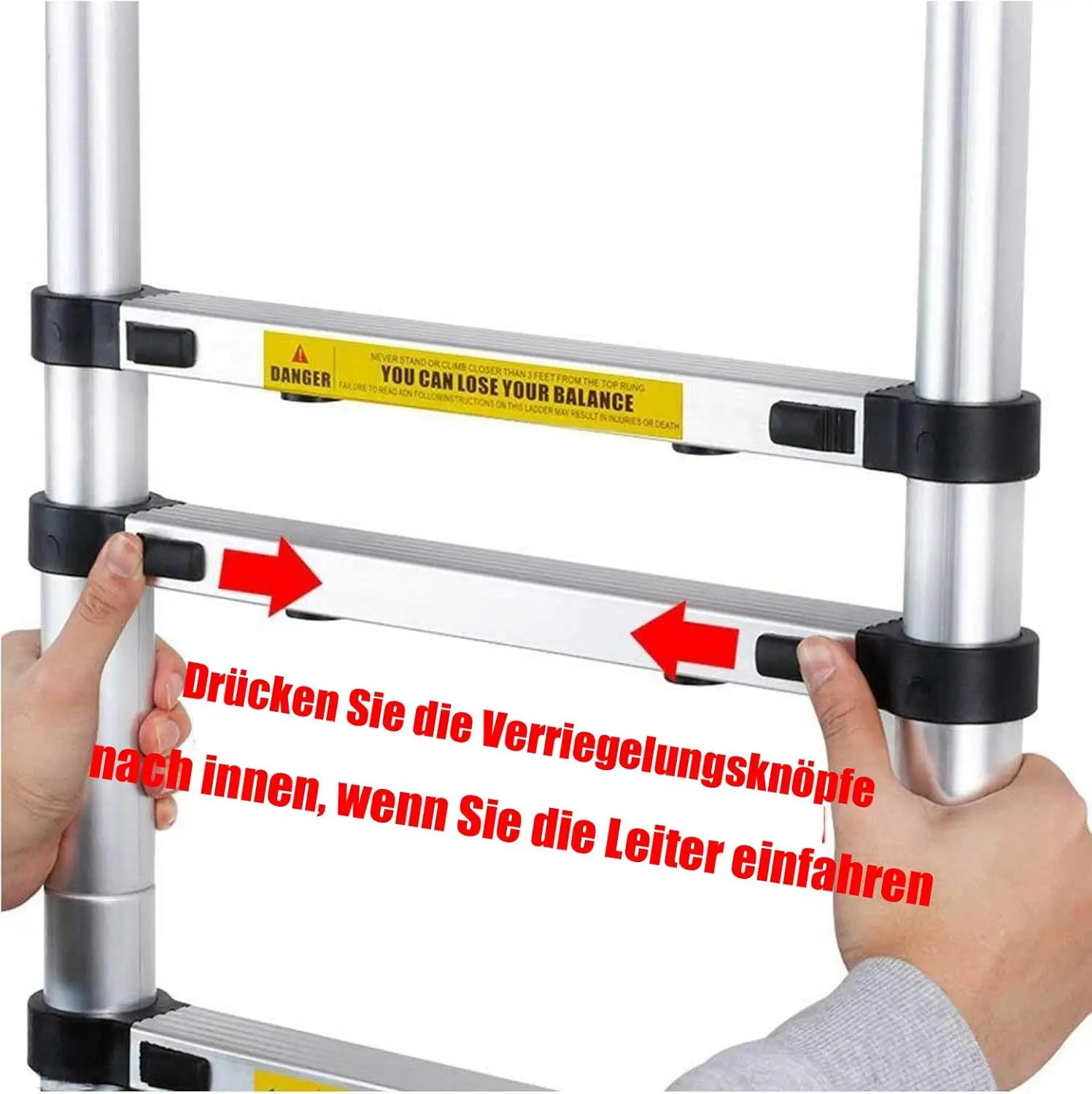 Ladder A Frame Telescopic Ladder 3.8m(1.9m+1.9m)Aluminum Telescoping Extension Ladder Multi-Purpose 150 kg/330 lbs Load Capacity