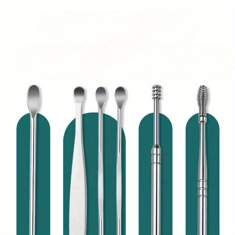 6pcs Ear cleaning and ear scorer set, keychain screw ear scorer, ear scorer, ear picker cleaner, ear picking tool set