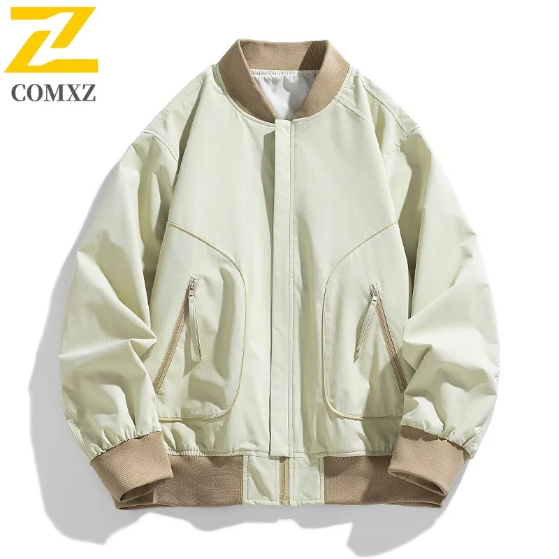 

COMXZ Men Autumn Jacket Premium American Style Fashion Cozy Motorcycle Coat High End Journey Wind Resistant Lightweight Clothing