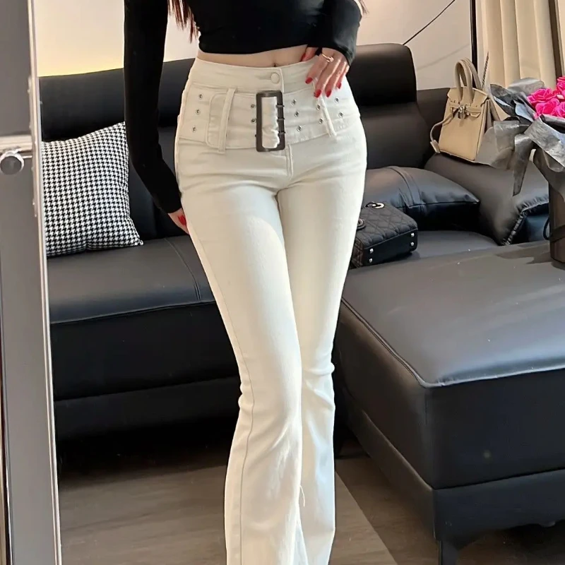 Skinny Denim Pants for Women Slim Fit High Waist Shot Womens Flare Jeans Stylish Baggy Streetwear Basics R Pant Flared Trousers