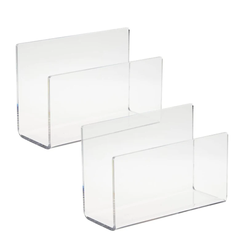 2PCS Countertop Acrylic Mail Organizer Holder For Desk 6x2.5x4 Inches Envelope Holder Letter Stand Home Office School Supplies