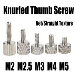 5PCS Knurled Thumb Screw M2 M2.5 M3 M4 M5 Carbon Steel Cylindrical Flat Head Hand Tighten Adjust Screw For DIY/Lens/Caliper Etc