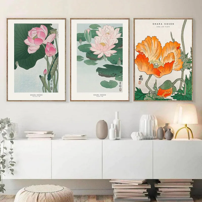 Nordic Hokusai Ohara Koson Japan Style Wave Wall Art Canvas Painting Posters And Prints Wall Pictures For Living Room Home Decor