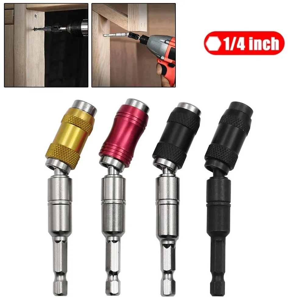 1/4 Hex Shank Pivoting Magnetic Screw Drill Tip Quick Change Locking Bit Holder Spiral Drill Point Extension Rod