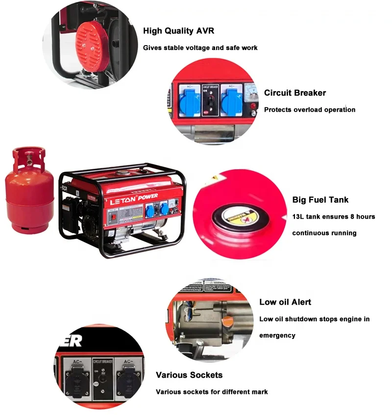 Small gas generators 1/3 phase 220V recoil/electric start gas generator 3kva 2.5kw for home use