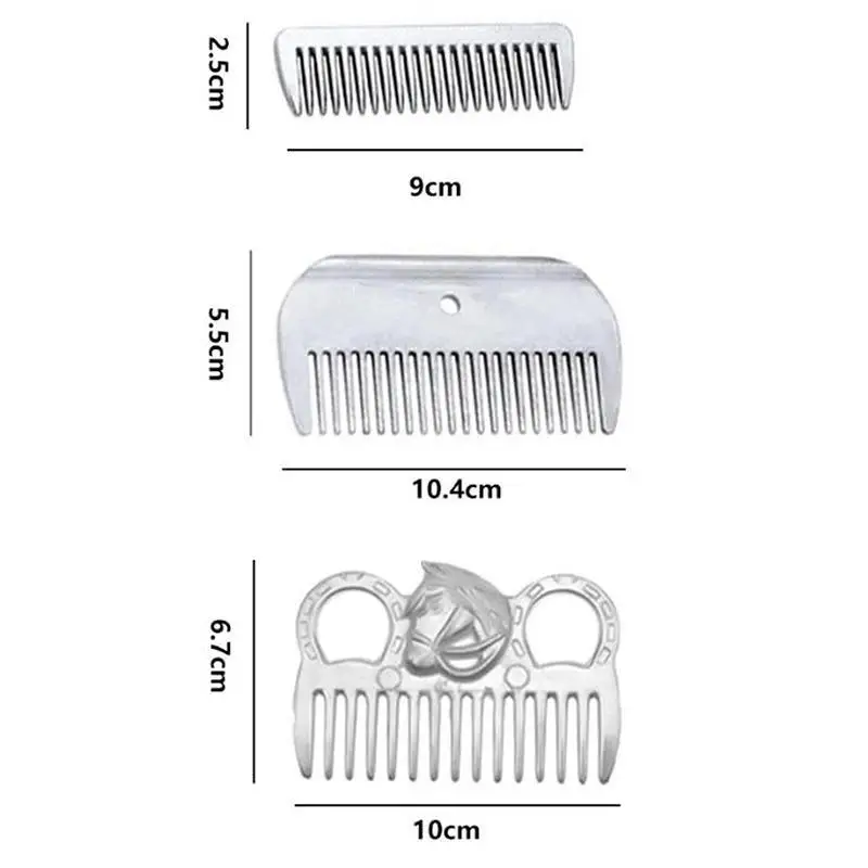 Hochwertiger Aluminium-Pferdepflegekamm, Metall-Striegelbürste zur Entfernung von losem Haar bei Ponys, Pflegewerkzeuge für Pferde zu Hause und im Stall – Detail 7