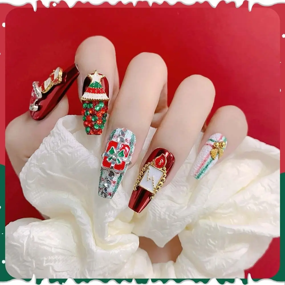 20Pcs/set Nail Supplies Christmas Nail Rhinestone Manicure Ornaments Christmas Nail Art Charms Christmas Nail Decorations