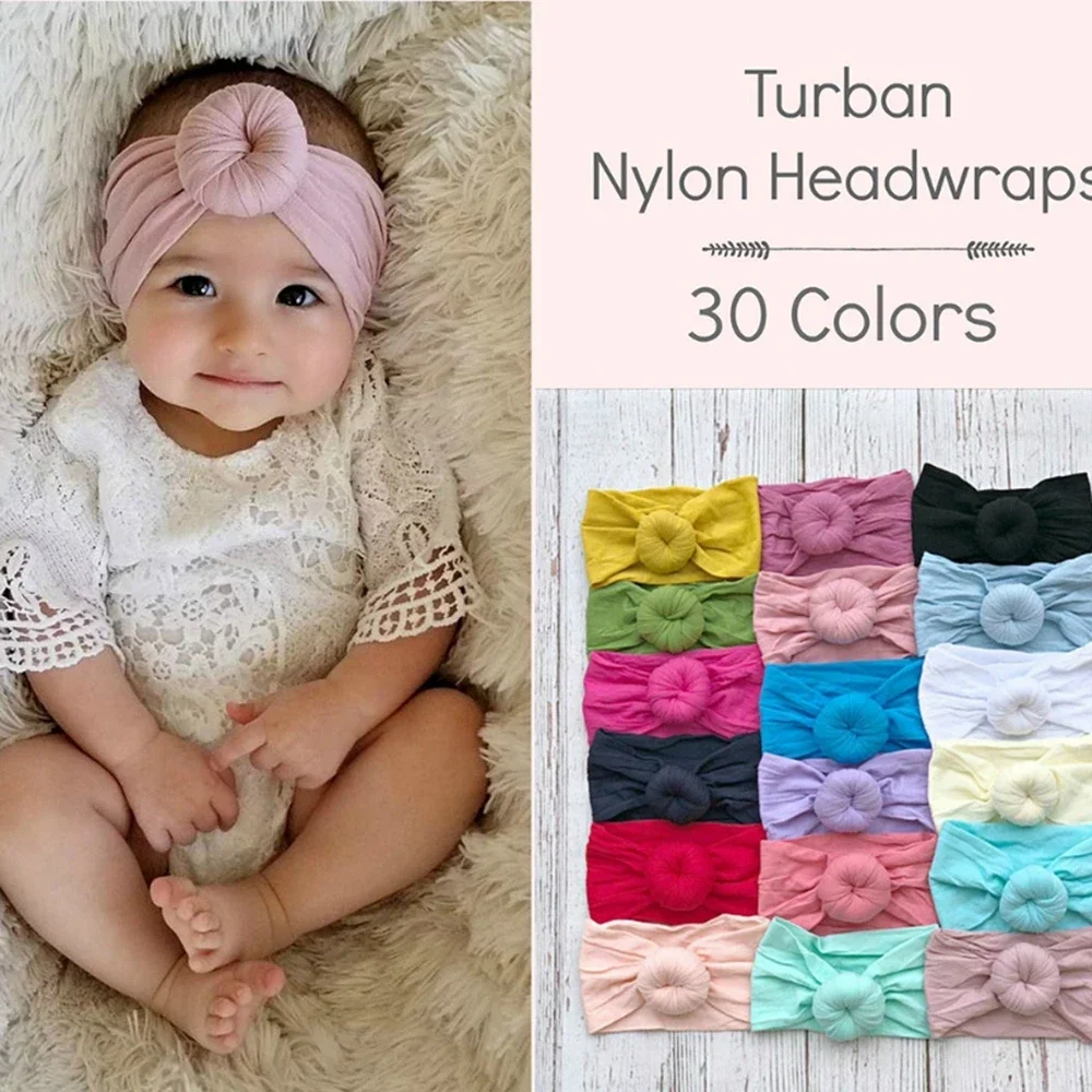 Diademas de nailon de seda suave anudadas con lazos circulares para bebé recién nacido, accesorios para el cabello para niña pequeña, 1 Uds.