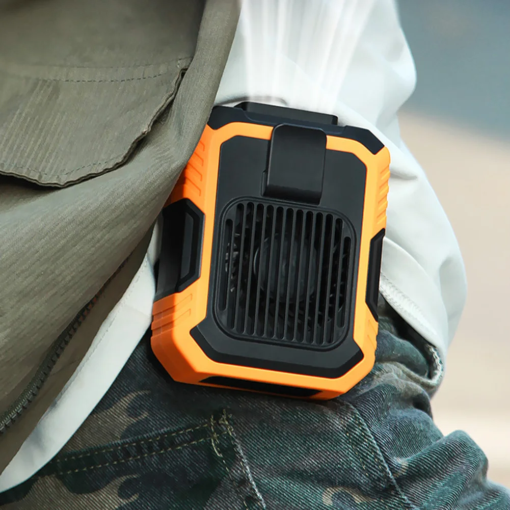 Waist Clip Fan Portable Power Bank Flashlight Personal Belt Clip Fan Outdoor Waist Mounted Fan for Outdoor Works Hiking Camping
