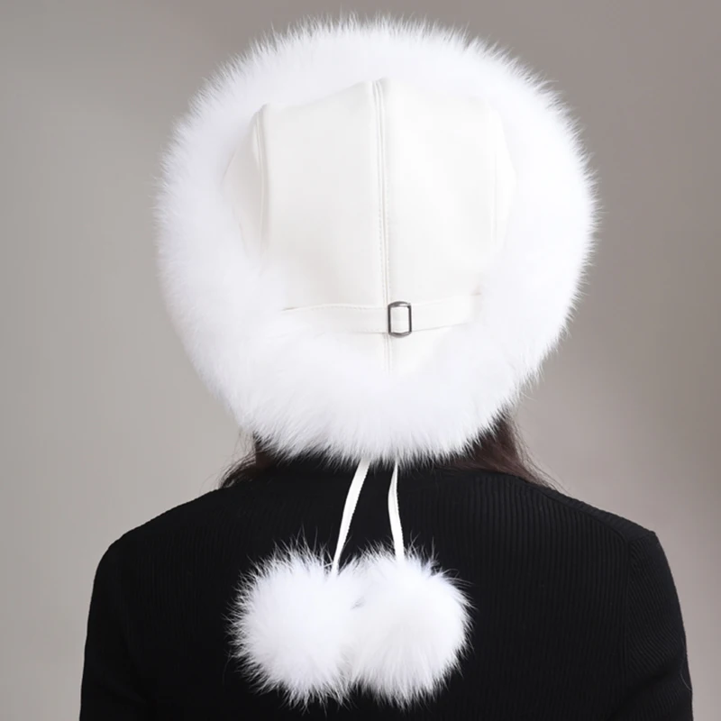 Fashion New Style Luxury Winter Russian Natural Real Fox Fur Hat 2024 Women Warm Good Quality 100% Genuine Real Fox Fur Cap