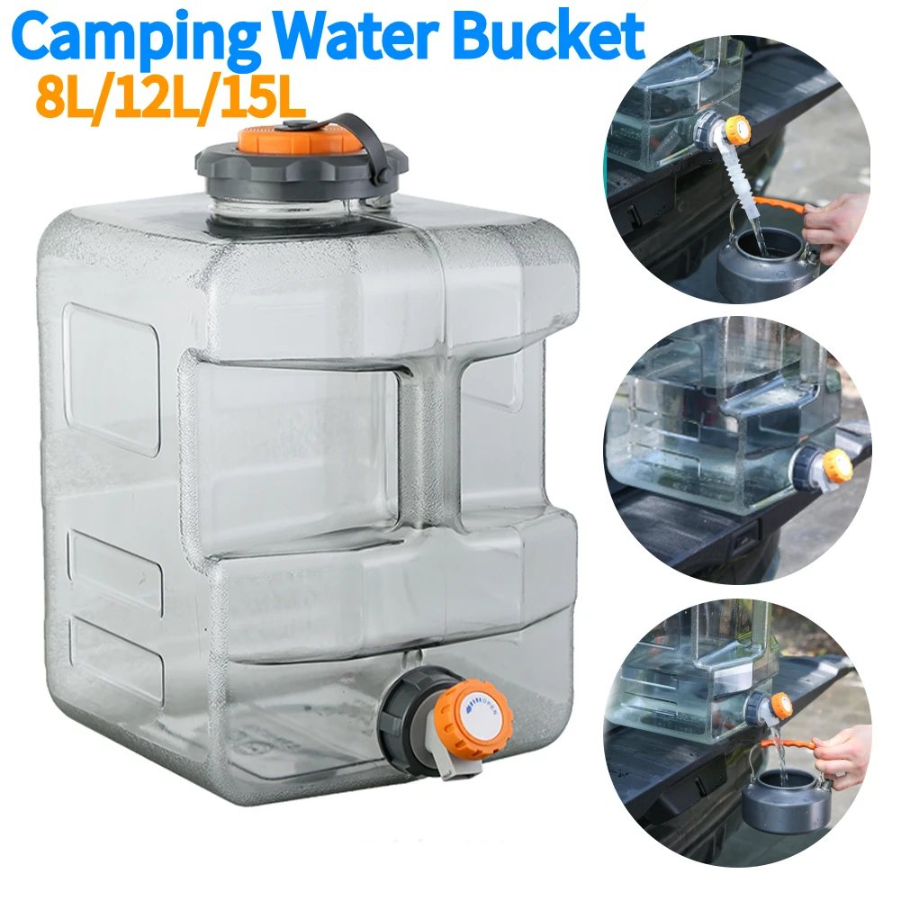 

8L/12L/15L Camping Water Jug with Spigot Water Container Portable Emergency Water Storage for Camping Outdoor Hiking