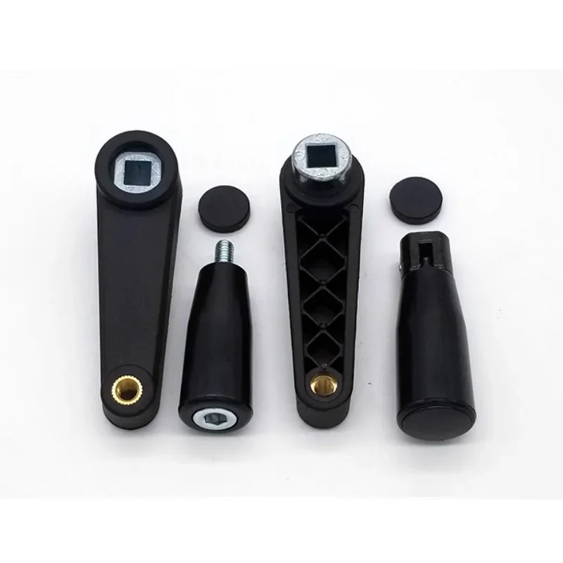 1 قطعة مقبض دوار كرنك يدوي قابل للطي من النايلون الأسود فتحة مستديرة/مربعة مقبض ذراع الروك لآلات الخراطة والطحن