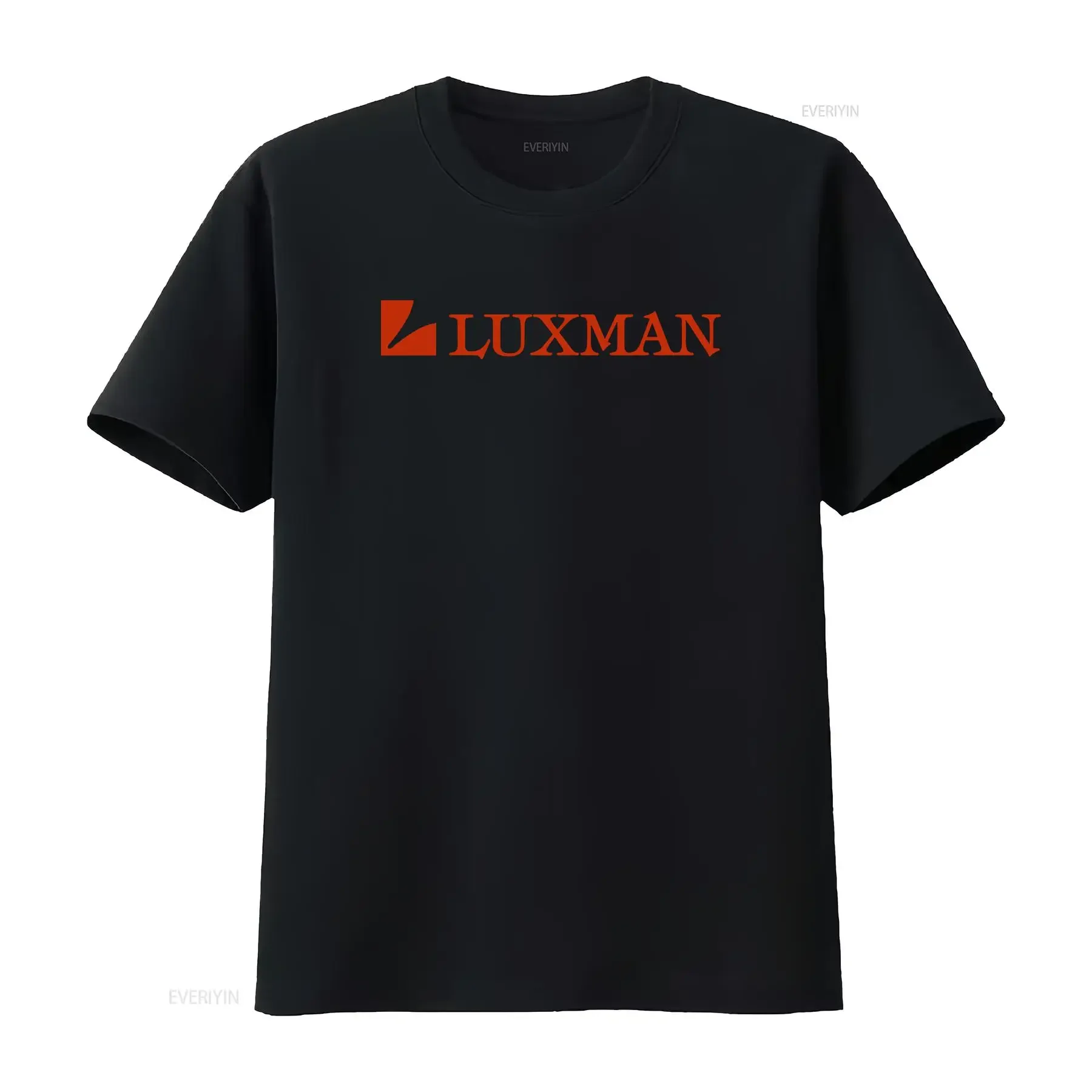 Camiseta con logo de Luxman Stereo Components, estilo vintage estadounidense, informal, versátil, ligeramente cómoda, con gráfico streetwear