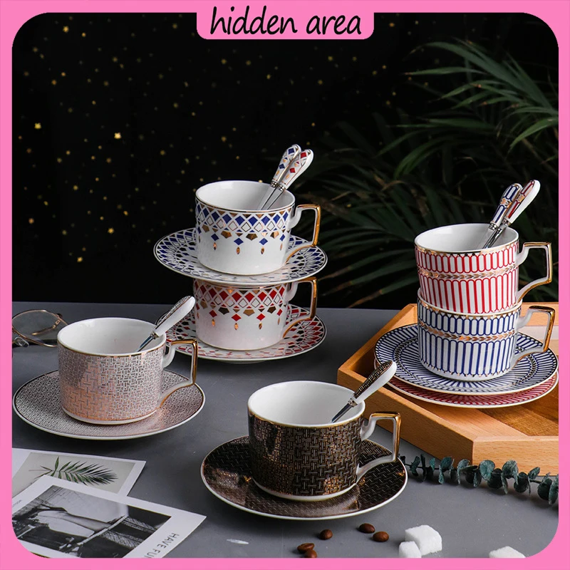 European-style Small Luxury Ceramic Coffee Cup And Saucer Set Afternoon Tea Set Teacup Bone China Coffee Set Cup A Dish A Scoop